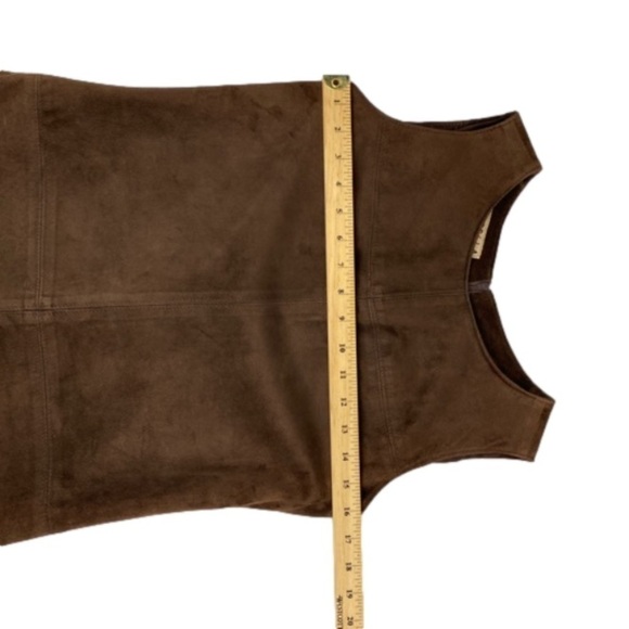 DONATELLA VERSACE Vintage Suede Chocolate Brown Semi Couture Sheat Mini Dress XS - Picture 10 of 15